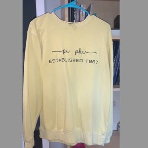 Pi Phi Oversized Yellow Crewneck Sweatshirt